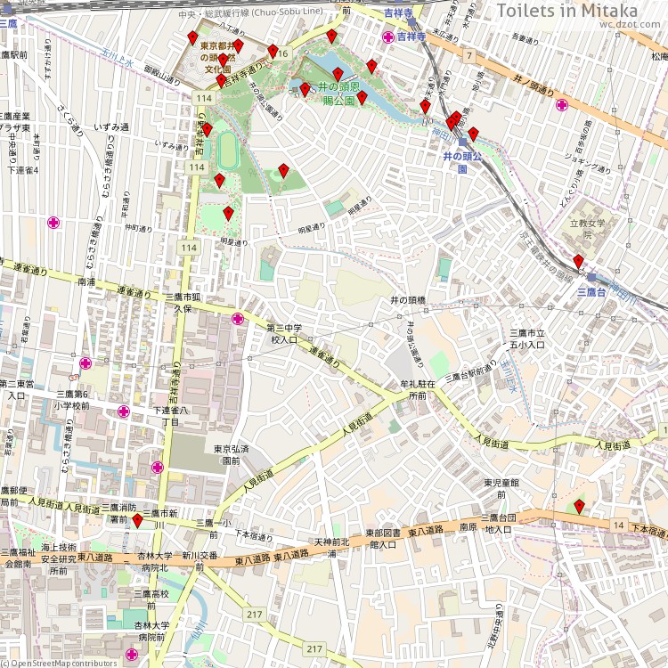 Toilets Mitaka - map of cash machines