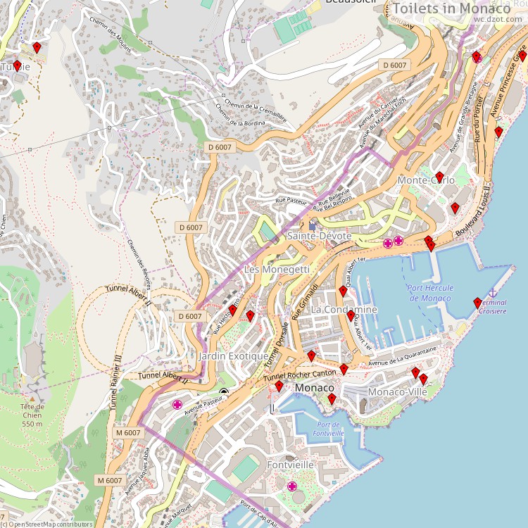 Toilets Monaco - map of cash machines