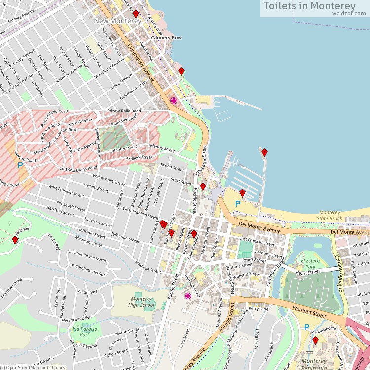 Toilets Monterey - map of cash machines