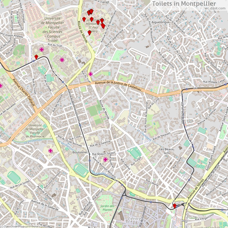 Toilets Montpellier - map of cash machines