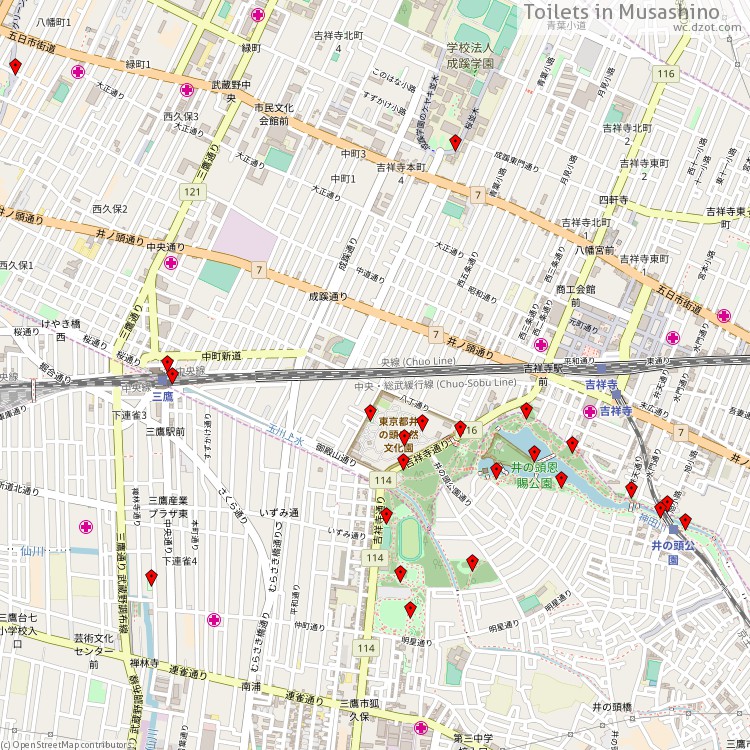 Toilets Musashino - map of cash machines