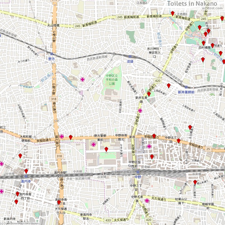Toilets Nakano - map of cash machines