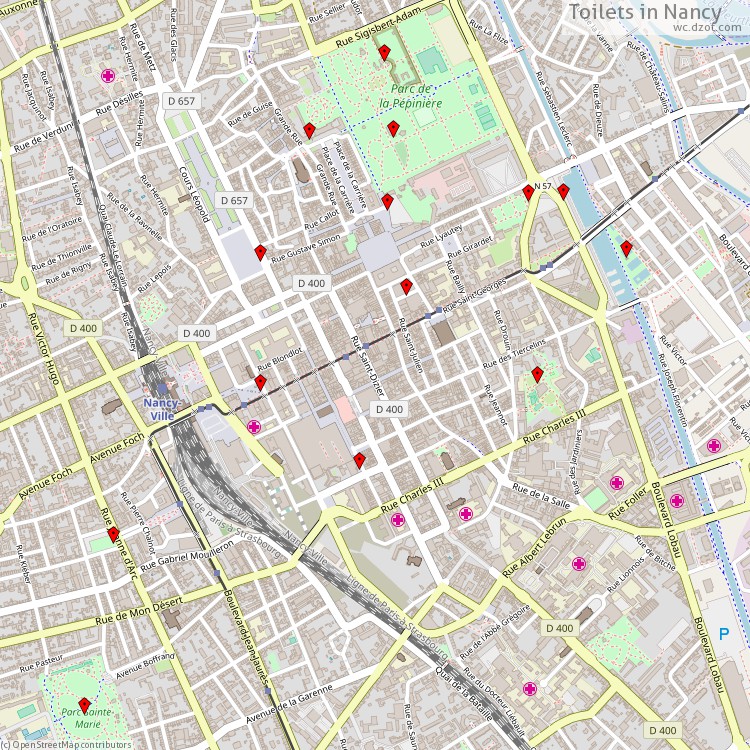 Toilets Nancy - map of cash machines