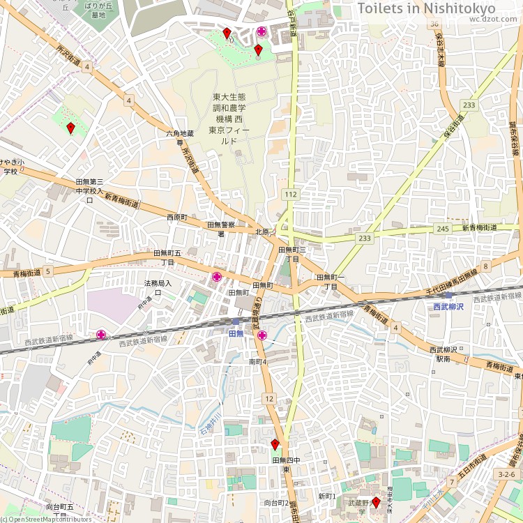 Toilets Nishitokyo - map of cash machines