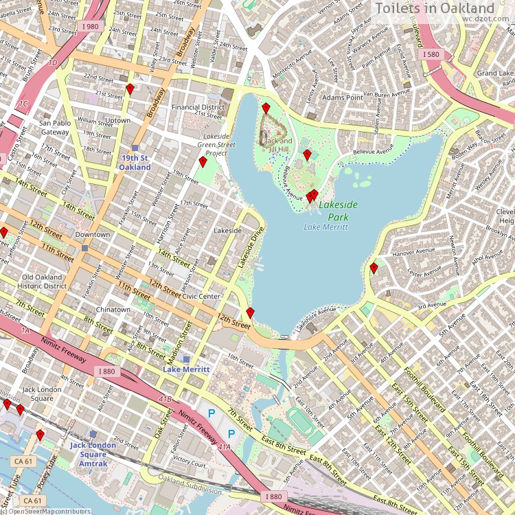 Toilets Oakland - map of cash machines