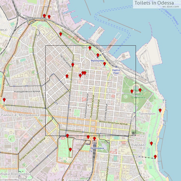Toilets Odessa - map of cash machines