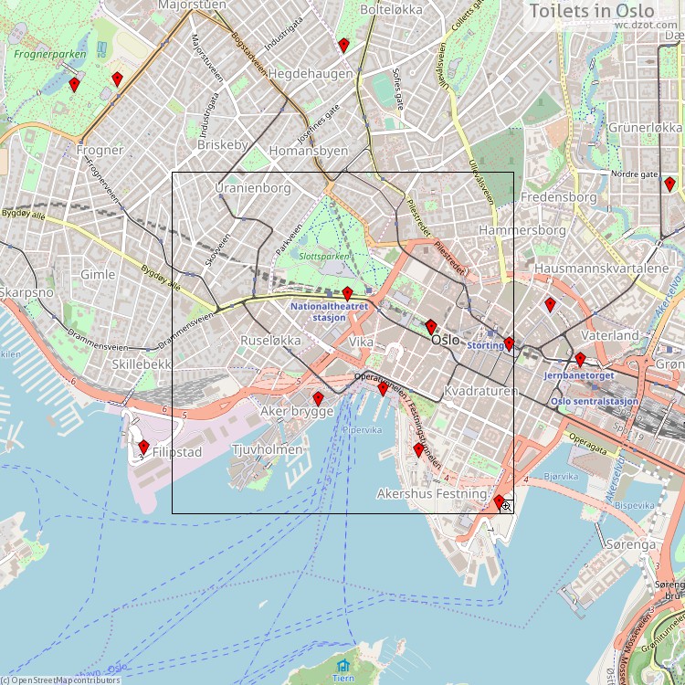 Toilets Oslo - map of cash machines