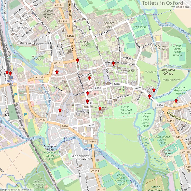 Toilets Oxford - map of cash machines
