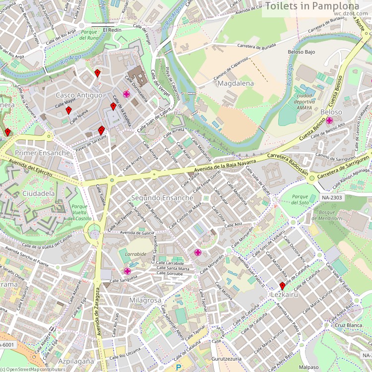 Toilets Pamplona - map of cash machines