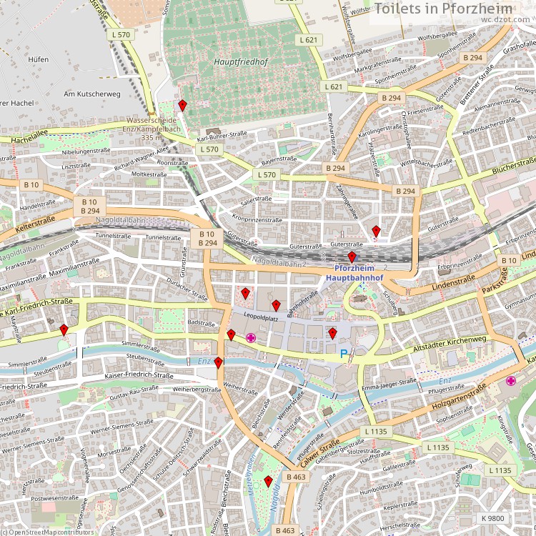 Toilets Pforzheim - map of cash machines