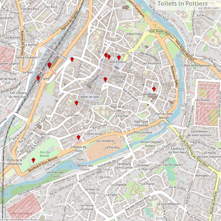 Toilets Poitiers - map of cash machines
