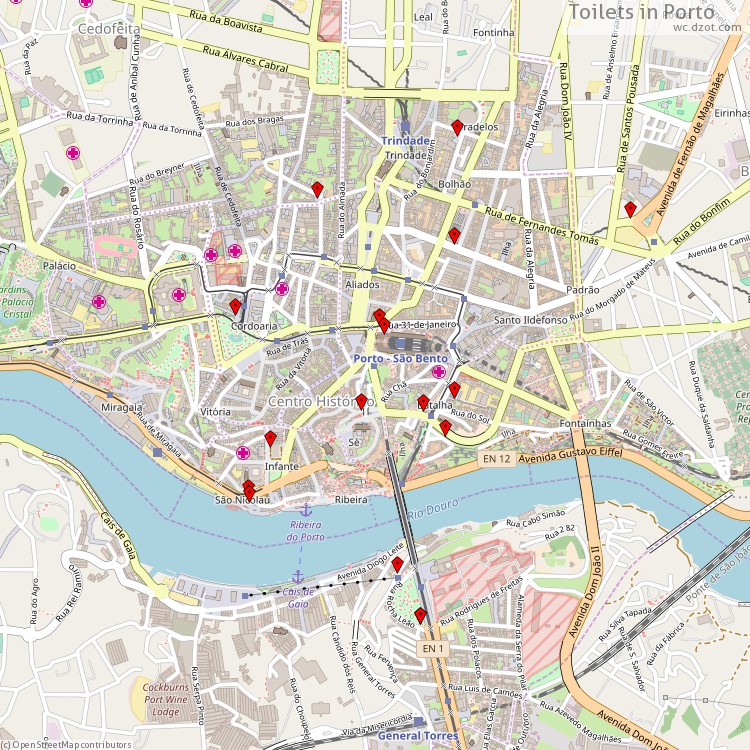 Toilets Porto - map of cash machines