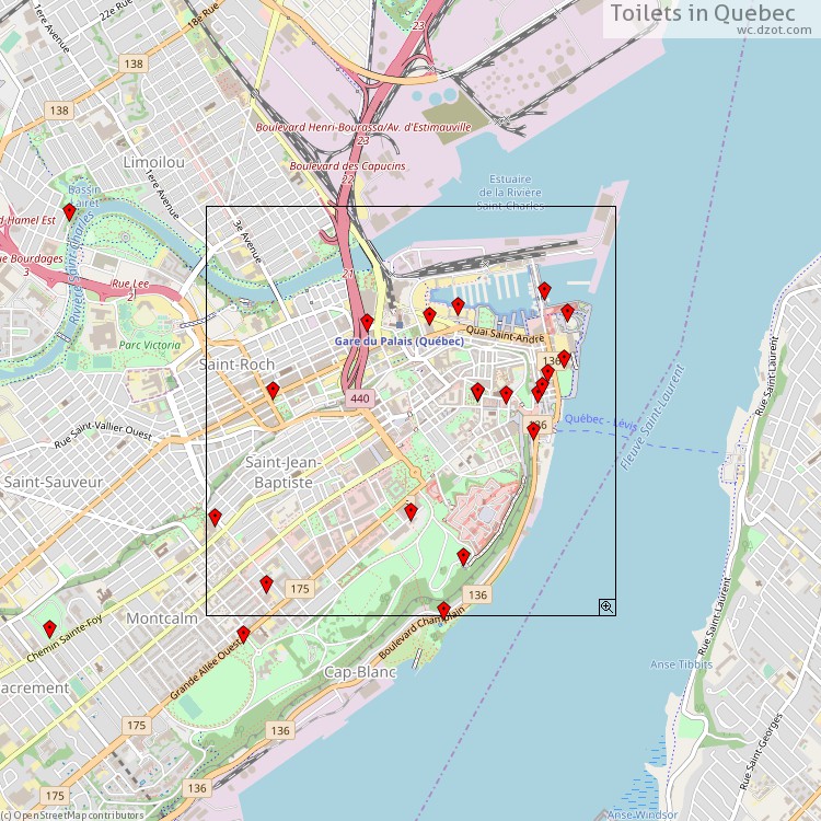 Toilets Quebec - map of cash machines