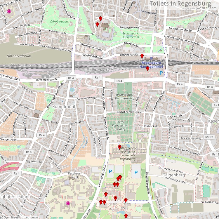 Toilets Regensburg - map of cash machines
