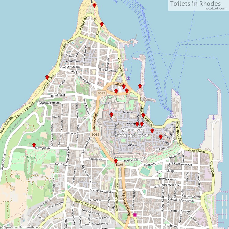 Toilets Rhodes - map of cash machines