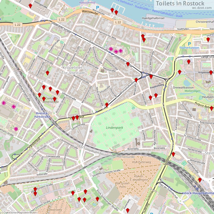 Toilets Rostock - map of cash machines