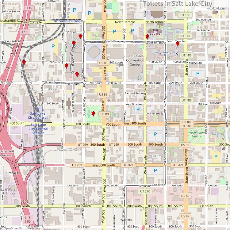 Toilets Salt Lake City - map of cash machines