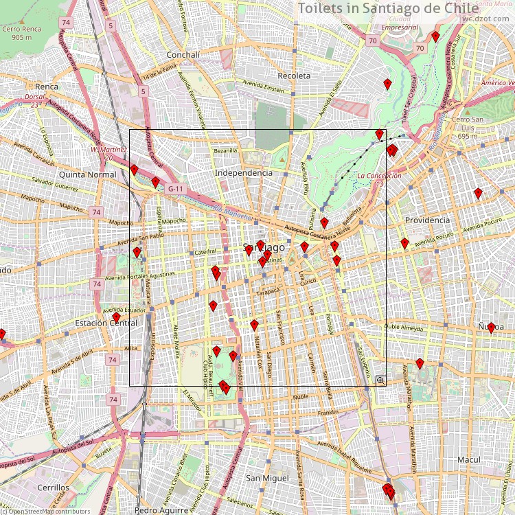 Toilets Santiago de Chile - map of cash machines