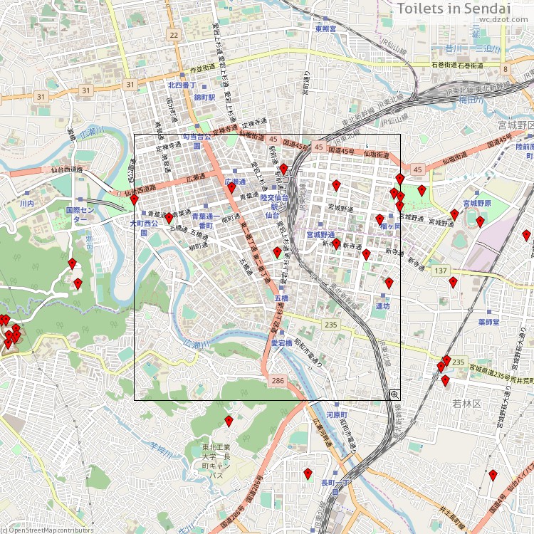 Toilets Sendai - map of cash machines