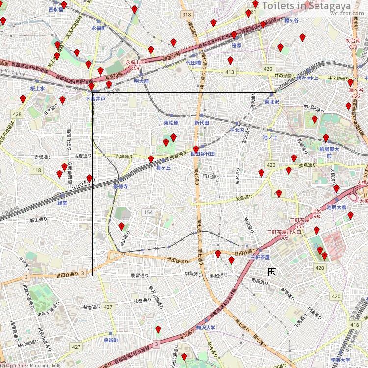 Toilets Setagaya - map of cash machines