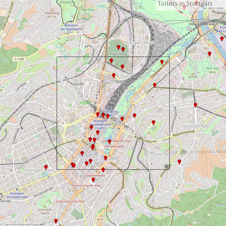 Toilets Stuttgart - map of cash machines