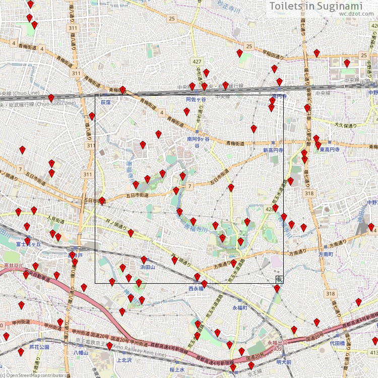 Toilets Suginami - map of cash machines
