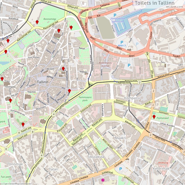 Toilets Tallinn - map of cash machines