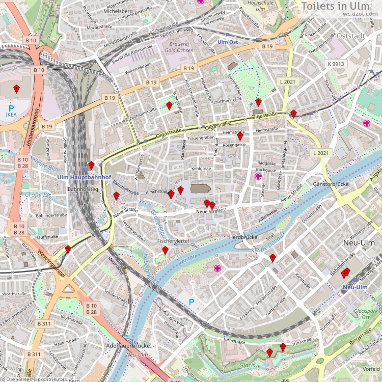 Toilets Ulm - map of cash machines