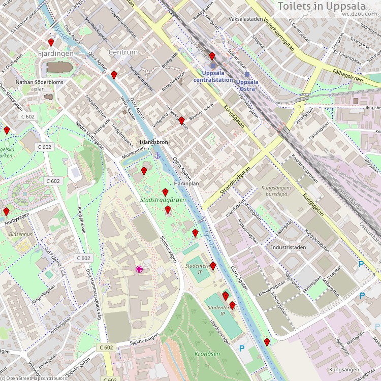 Toilets Uppsala - map of cash machines