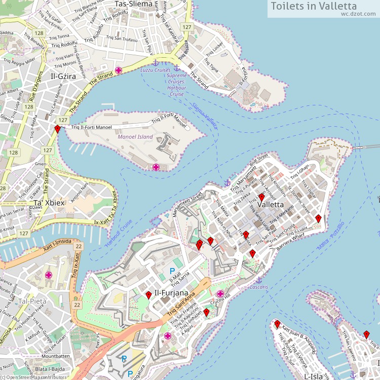 Toilets Valletta - map of cash machines