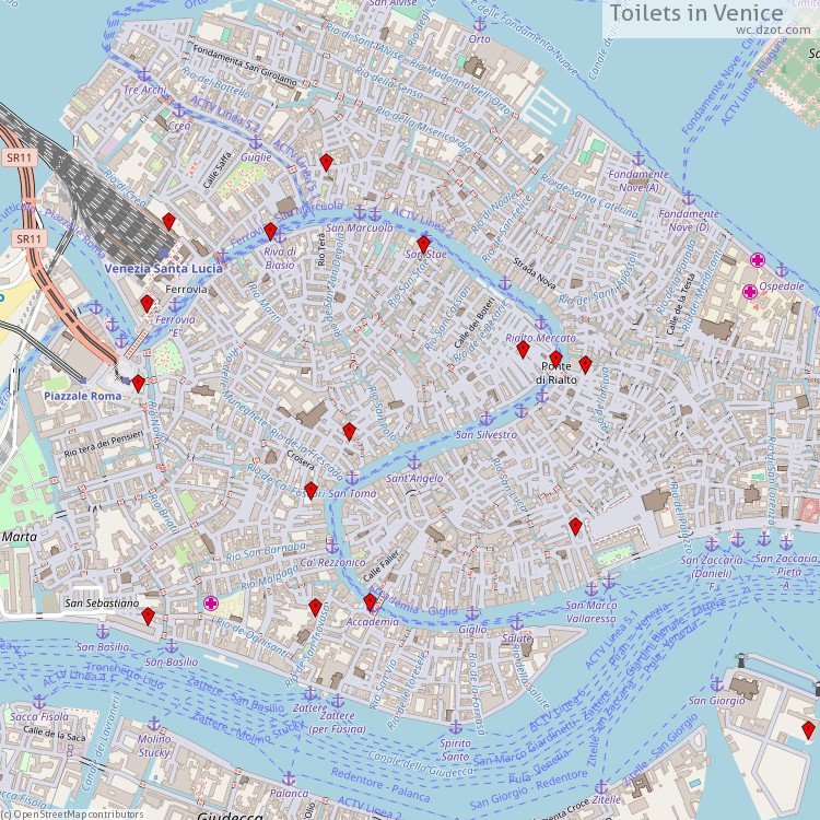 Toilets Venice - map of cash machines