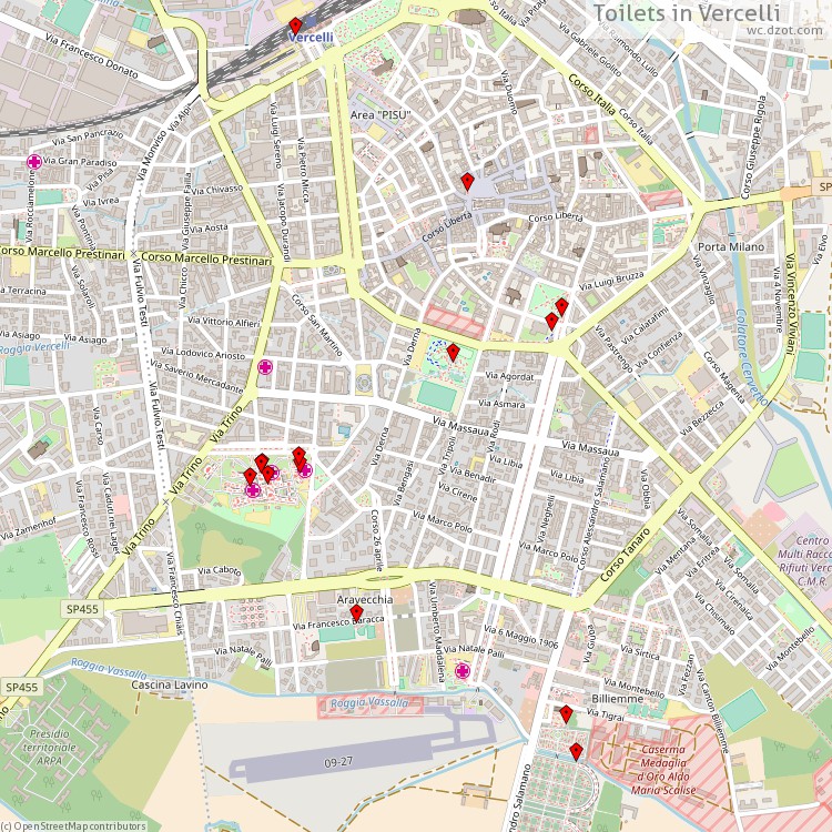 Toilets Vercelli - map of cash machines