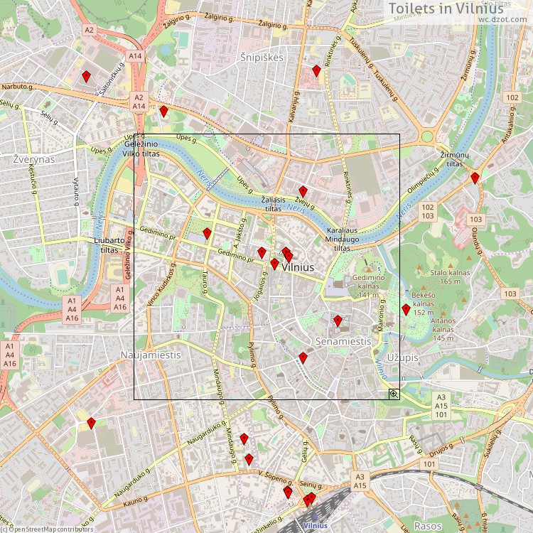 Toilets Vilnius - map of cash machines