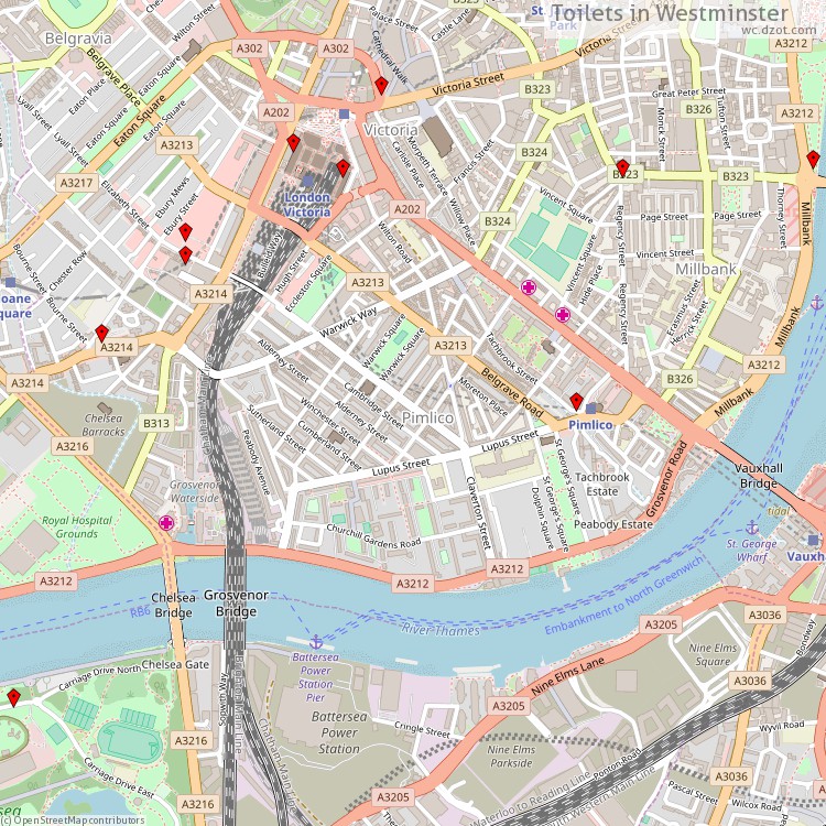 Toilets Westminster - map of cash machines
