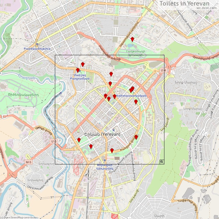 Toilets Երևան - map of cash machines