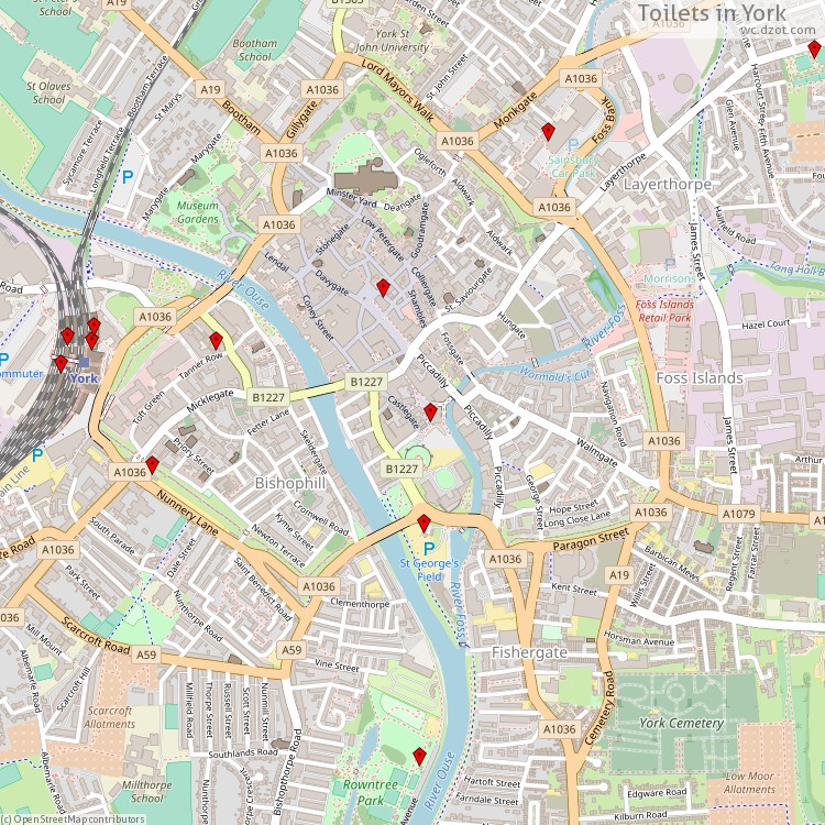 Toilets York - map of cash machines